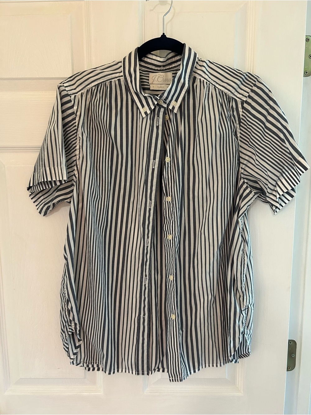 J. Crew Women’s Short-SleevedStriped Button-Down Shirt - Black & White